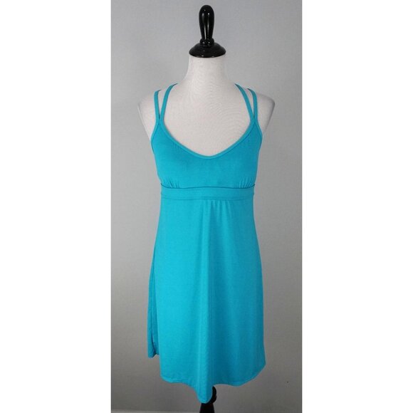 Athleta Shoreline Blue Stretch Scoop Neck Beach Dress Size Medium - Picture 2 of 7